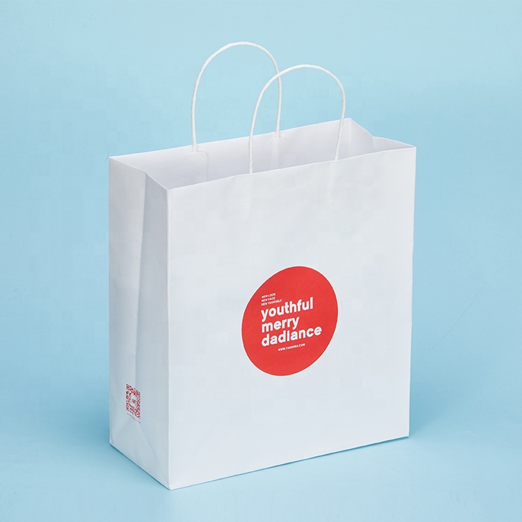 OEM shopping white Kraft paper bag