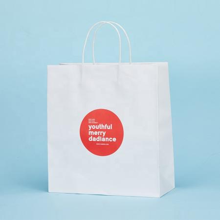 OEM shopping white Kraft paper bag custom