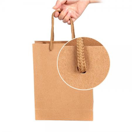hochwertige recycelte logo benutzerdefinierte druck geschenk braunes kraftpapier einkaufstasche mit griff