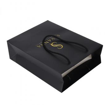 individuelles logo luxus schwarz einkaufsgeschenk beschichtet papiertüte