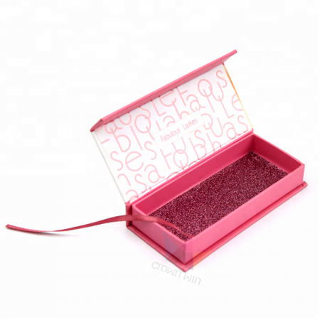 hochwertige individuelle Logo Papier personalisierte quadratische rosa Wimpern Box Verpackung