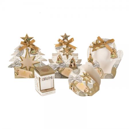 zarte Vergoldung Druck Baumform Geschenkpapierkasten für Weihnachten mit Schleife