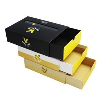 druck benutzerdefinierte neue design matt schwarz karton schublade stil pvc fenster unterwäsche verpackungsbox