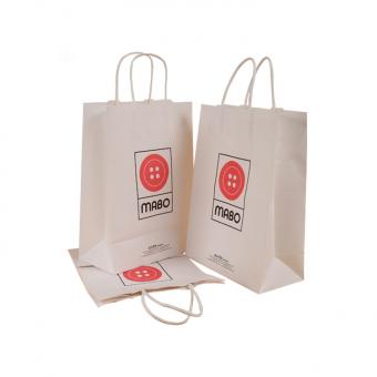 Kundenspezifische Luxus-Einkaufstasche aus recyceltem weißem Kartenpapier zum Verpacken von Geschenken mit Seilgriff