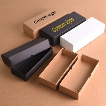Einweg-Lebensmittelverpackungsbox aus schwarzem Kraftpapier mit 350 g / m² und Logo-Aufdruck