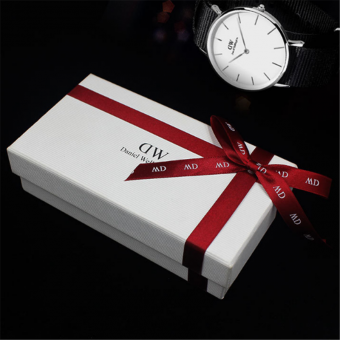 neues design kleine weiße karton geschenkbox verpackung mit deckel band für uhr