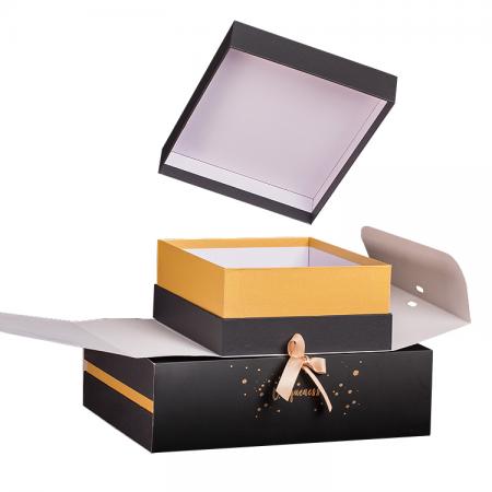 kundenspezifische schwarze Geschenkbox aus Hartpappe mit Deckel