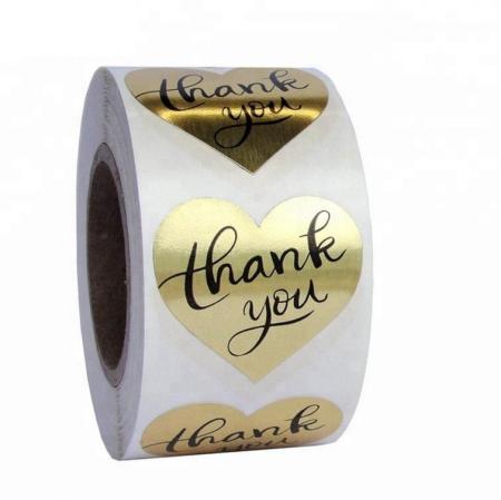 Benutzerdefinierte Herzform des Goldfoliendruckvinylaufkleber-Aufklebers danke Aufkleber für das Verpacken