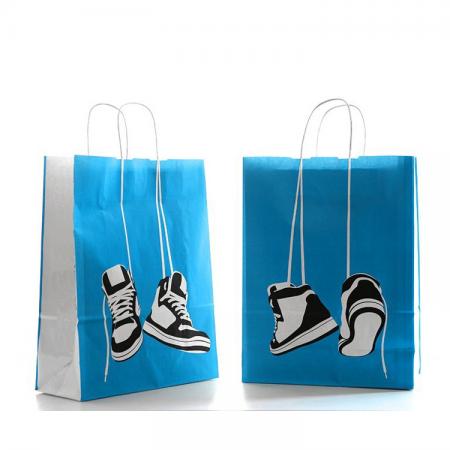 Luxus-Kleidungsstück faltbare blaue Papiertüte für Einkaufsschuhe mit Griff