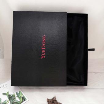 schwarze kleine benutzerdefinierte Logo Luxusmarke Geschenkbox Verpackung mit Band