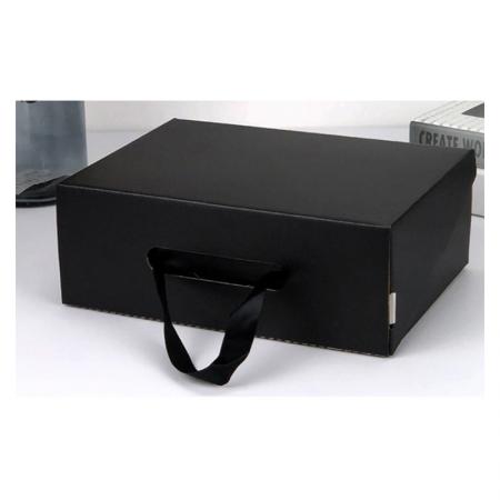 Großhandel schwarz Schuhkarton für Erwachsene und Kinder Bandbox Verpackung mit Griff Wellpappe Box