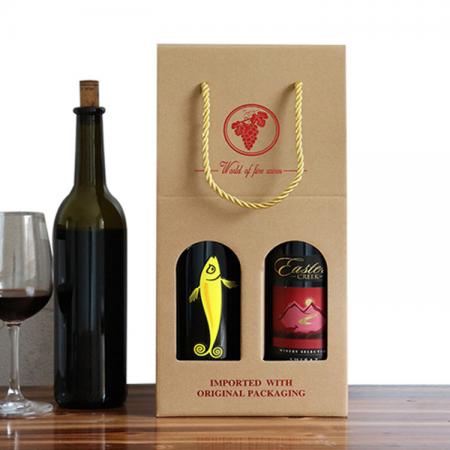 zwei Flaschen Pappe Weinträger Wellpappe Verpackung Wein Geschenkbox