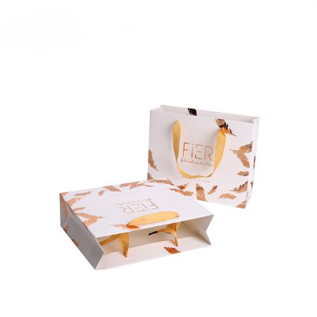 Custom luxury foil glitter shopping gold paper gift bag
