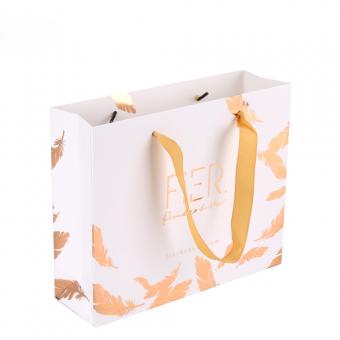 Luxus Folie Glitter Benutzerdefinierte Logo Print Shopping Gold-Papier-Geschenk-Tasche